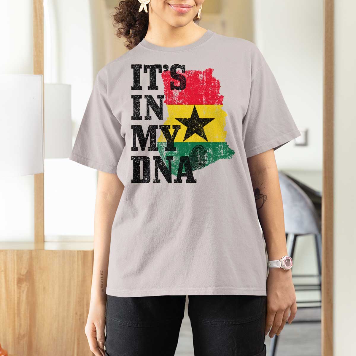 Its In My DNA Ghana T Shirt For Women Proud Ghanaian Heritage Ghanese Roots Vintage Ghana Map Flag