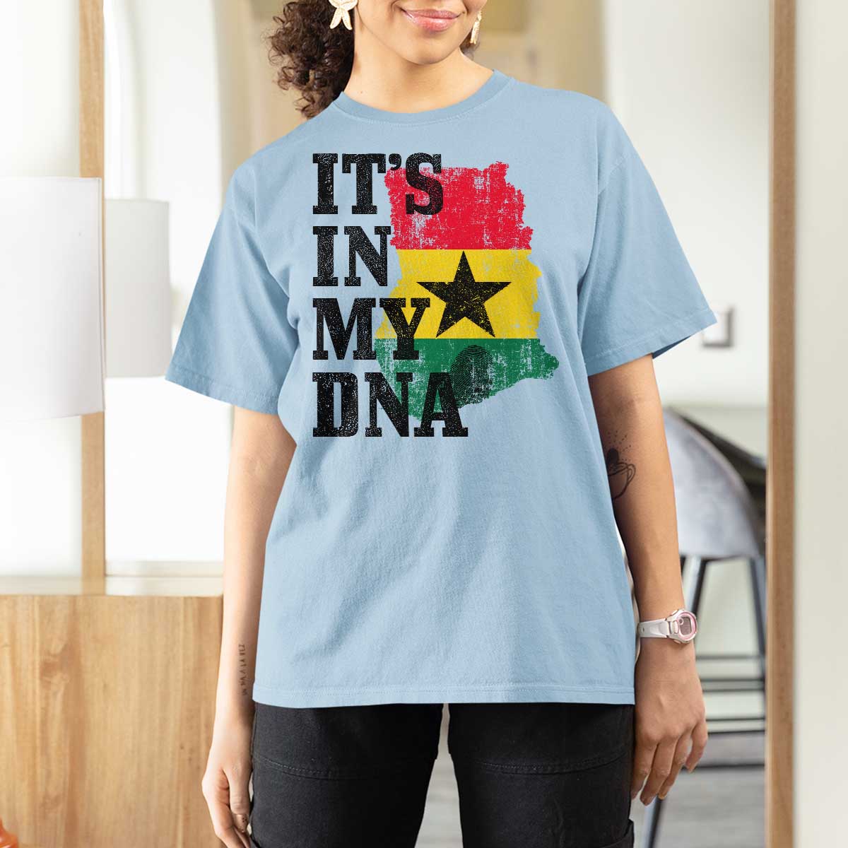 Its In My DNA Ghana T Shirt For Women Proud Ghanaian Heritage Ghanese Roots Vintage Ghana Map Flag