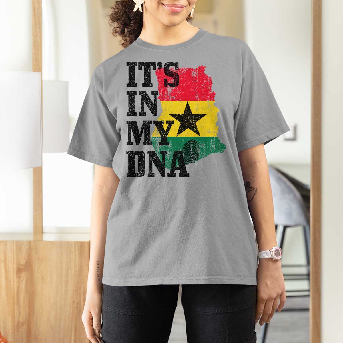 Its In My DNA Ghana T Shirt For Women Proud Ghanaian Heritage Ghanese Roots Vintage Ghana Map Flag