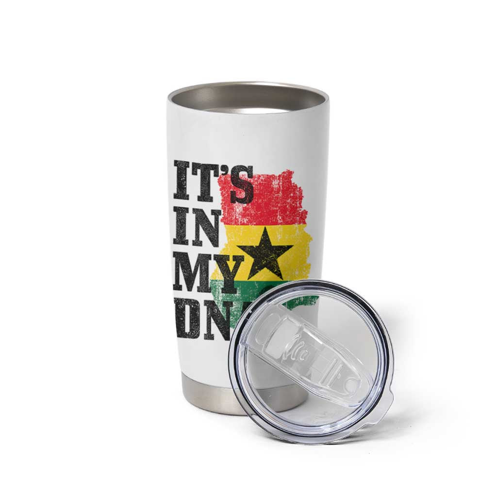 Its In My DNA Ghana Tumbler Cup Proud Ghanaian Heritage Ghanese Roots Vintage Ghana Map Flag