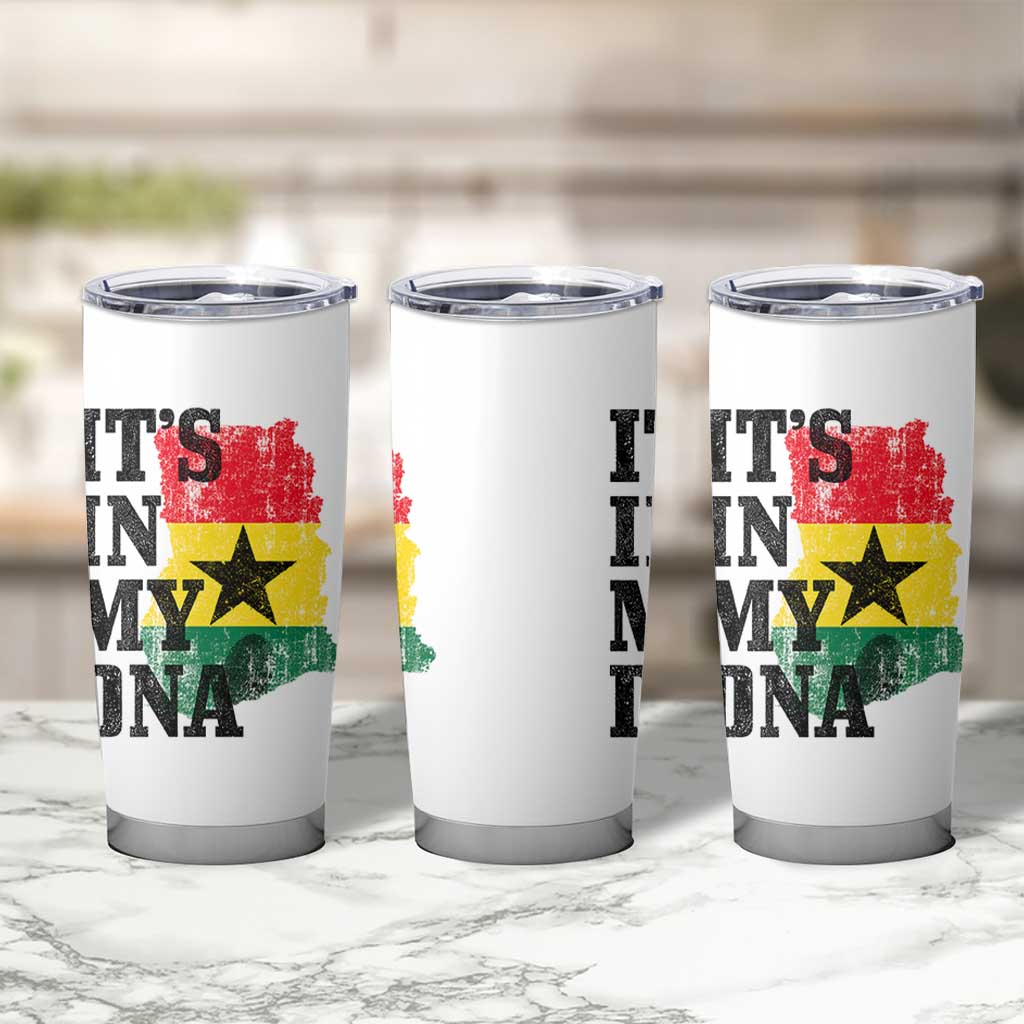 Its In My DNA Ghana Tumbler Cup Proud Ghanaian Heritage Ghanese Roots Vintage Ghana Map Flag