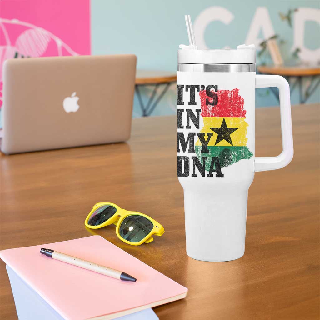 Its In My DNA Ghana Tumbler With Handle Proud Ghanaian Heritage Ghanese Roots Vintage Ghana Map Flag