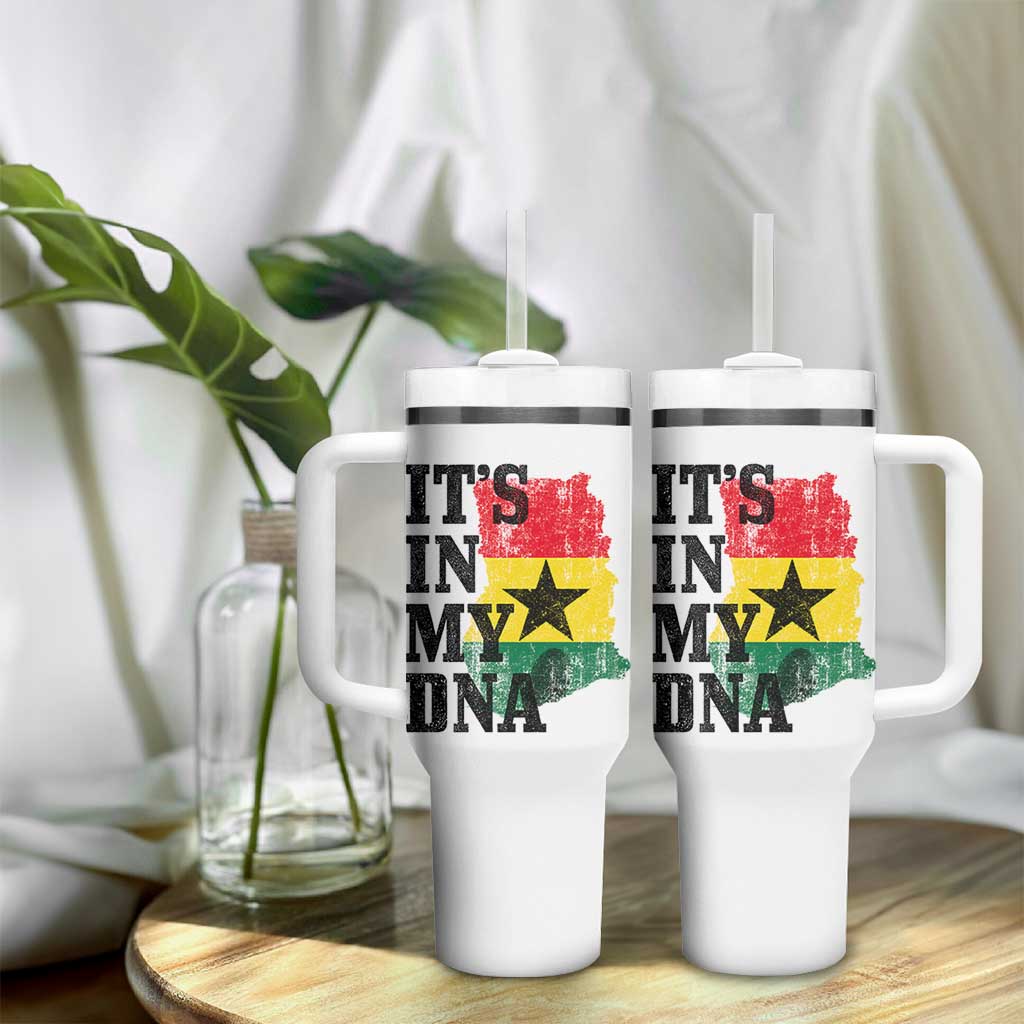 Its In My DNA Ghana Tumbler With Handle Proud Ghanaian Heritage Ghanese Roots Vintage Ghana Map Flag