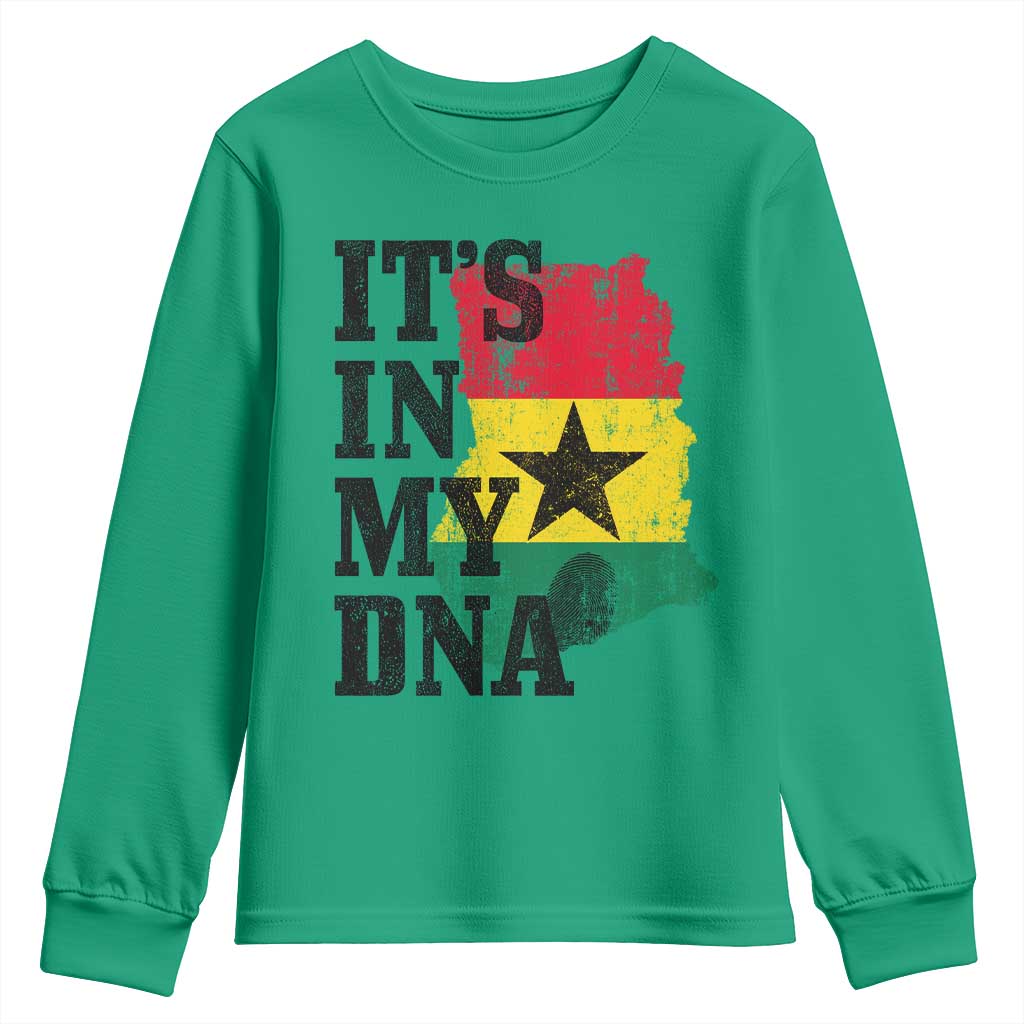 Its In My DNA Ghana Youth Sweatshirt Proud Ghanaian Heritage Ghanese Roots Vintage Ghana Map Flag