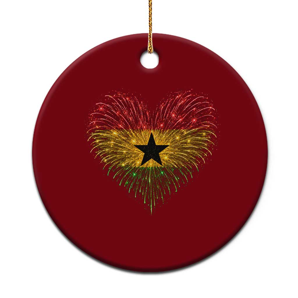Ghana Flag Heart Ghanaian Flag Ceramic Ornament Heart Fireworks Patriotic Independence Day Celebration Graphic