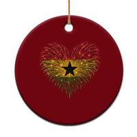 Ghana Flag Heart Ghanaian Flag Ceramic Ornament Heart Fireworks Patriotic Independence Day Celebration Graphic