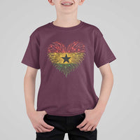 Ghana Flag Heart Ghanaian Flag T Shirt For Kid Heart Fireworks Patriotic Independence Day Celebration Graphic
