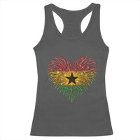Ghana Flag Heart Ghanaian Flag Racerback Tank Top Heart Fireworks Patriotic Independence Day Celebration Graphic