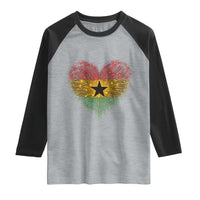 Ghana Flag Heart Ghanaian Flag Raglan Shirt Heart Fireworks Patriotic Independence Day Celebration Graphic