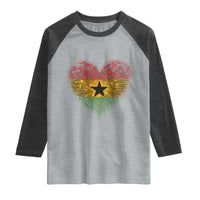 Ghana Flag Heart Ghanaian Flag Raglan Shirt Heart Fireworks Patriotic Independence Day Celebration Graphic