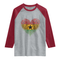 Ghana Flag Heart Ghanaian Flag Raglan Shirt Heart Fireworks Patriotic Independence Day Celebration Graphic