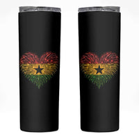Ghana Flag Heart Ghanaian Flag Skinny Tumbler Heart Fireworks Patriotic Independence Day Celebration Graphic