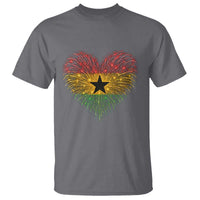 Ghana Flag Heart Ghanaian Flag T Shirt Heart Fireworks Patriotic Independence Day Celebration Graphic