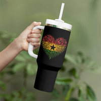 Ghana Flag Heart Ghanaian Flag Tumbler With Handle Heart Fireworks Patriotic Independence Day Celebration Graphic