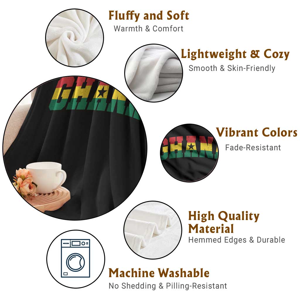 Vintage Ghana Flag Varsity Throw Blanket Classic Ghanaian Pride Heritage Graphic