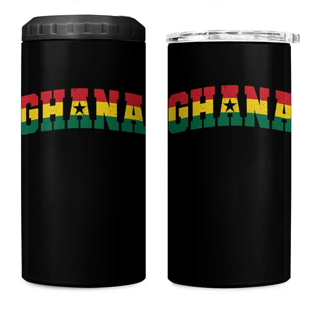 Vintage Ghana Flag Varsity 4 in 1 Can Cooler Tumbler Classic Ghanaian Pride Heritage Graphic