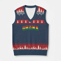 Vintage Ghana Flag Varsity V-Neck Knit Sweater Vest Classic Ghanaian Pride Heritage Graphic