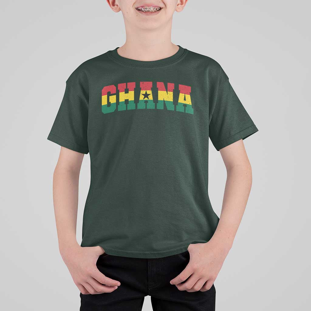 Vintage Ghana Flag Varsity T Shirt For Kid Classic Ghanaian Pride Heritage Graphic