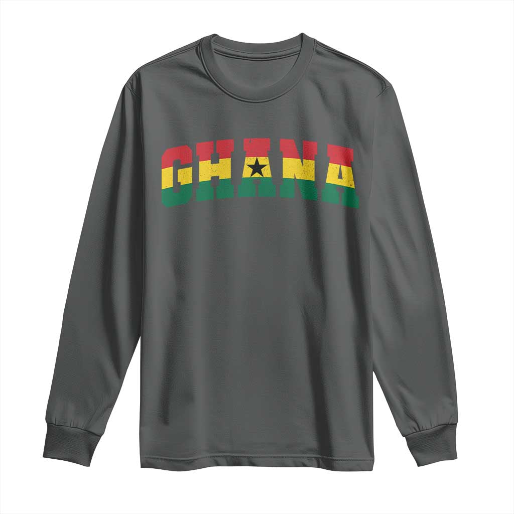 Vintage Ghana Flag Varsity Long Sleeve Shirt Classic Ghanaian Pride Heritage Graphic