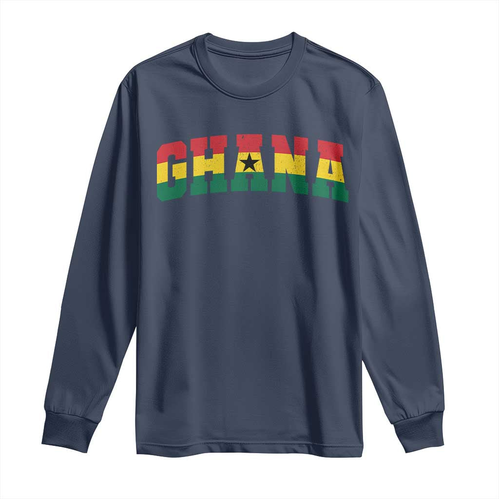 Vintage Ghana Flag Varsity Long Sleeve Shirt Classic Ghanaian Pride Heritage Graphic