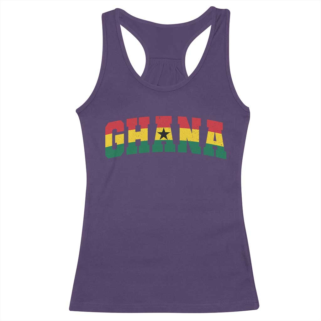 Vintage Ghana Flag Varsity Racerback Tank Top Classic Ghanaian Pride Heritage Graphic