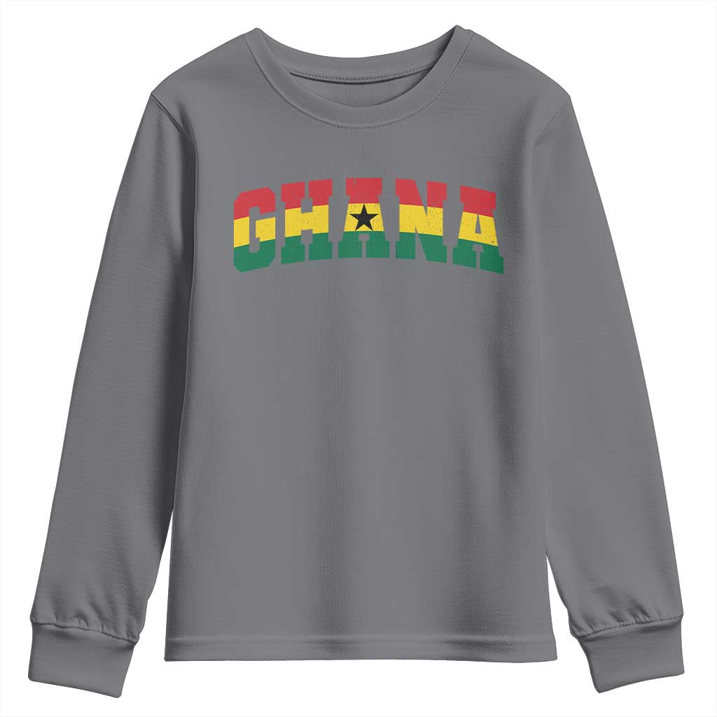 Vintage Ghana Flag Varsity Youth Sweatshirt Classic Ghanaian Pride Heritage Graphic