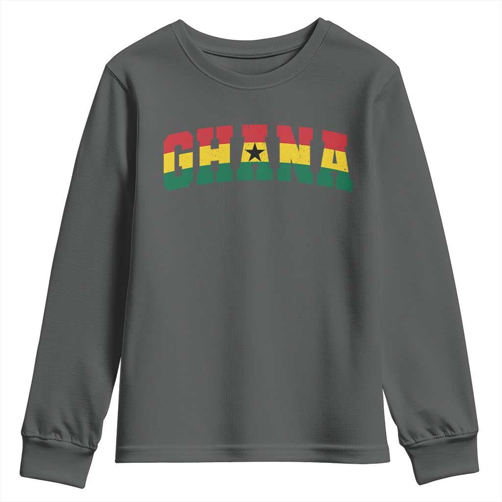 Vintage Ghana Flag Varsity Youth Sweatshirt Classic Ghanaian Pride Heritage Graphic