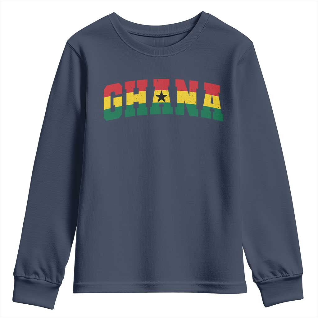 Vintage Ghana Flag Varsity Youth Sweatshirt Classic Ghanaian Pride Heritage Graphic
