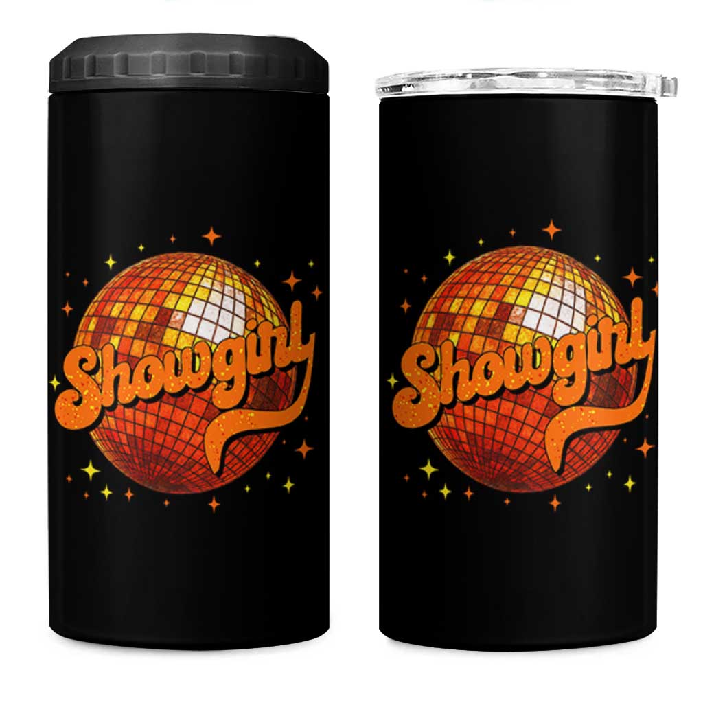 Showgirl 4 in 1 Can Cooler Tumbler Orange Show Girl Concert Country Music Fan Gift