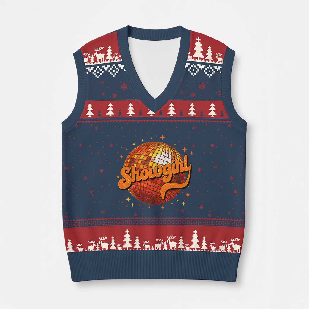Showgirl V-Neck Knit Sweater Vest Orange Show Girl Concert Country Music Fan Gift