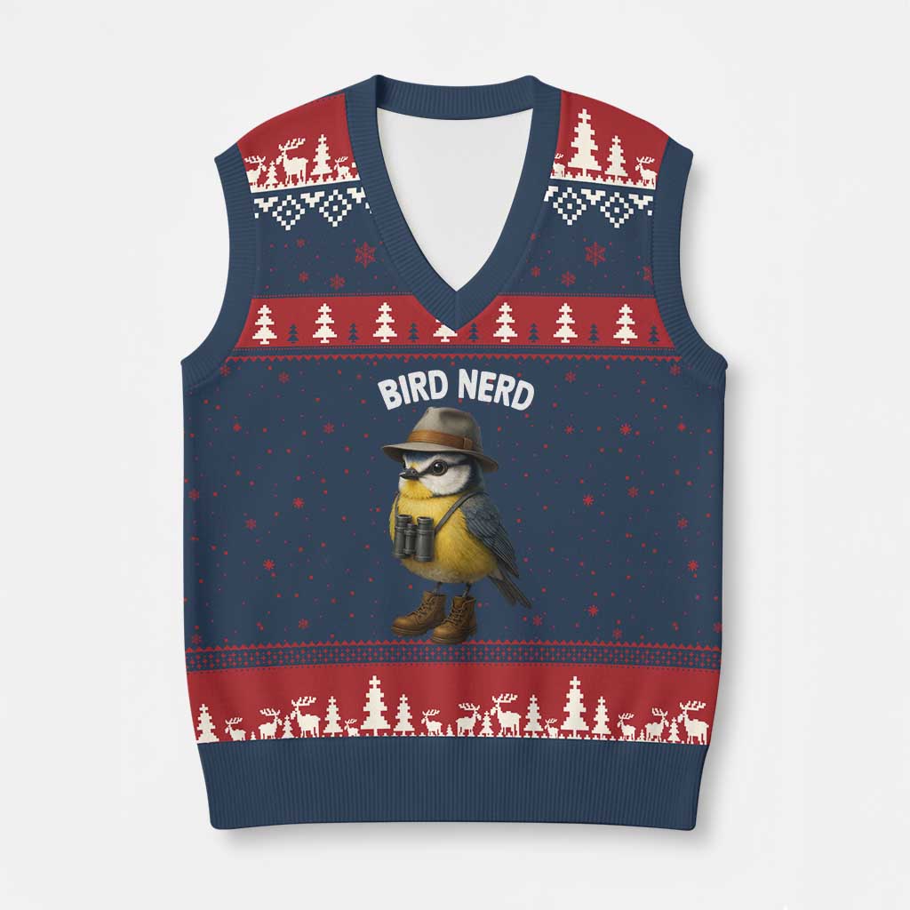 Bird Nerd V-Neck Knit Sweater Vest Funny Birding Bird Lover Watcher Twitcher - Wonder Print Shop