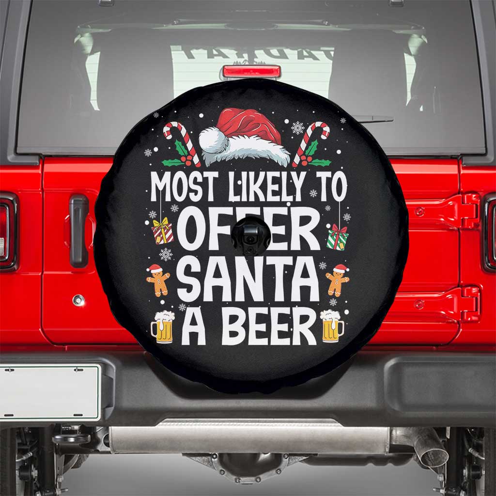 Family Matching Christmas Spare Tire Cover Most Likely To Christmas To Offer Santa A Beer - Wonder Print Shop