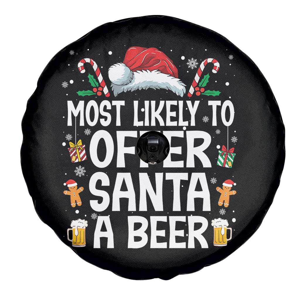 Family Matching Christmas Spare Tire Cover Most Likely To Christmas To Offer Santa A Beer - Wonder Print Shop