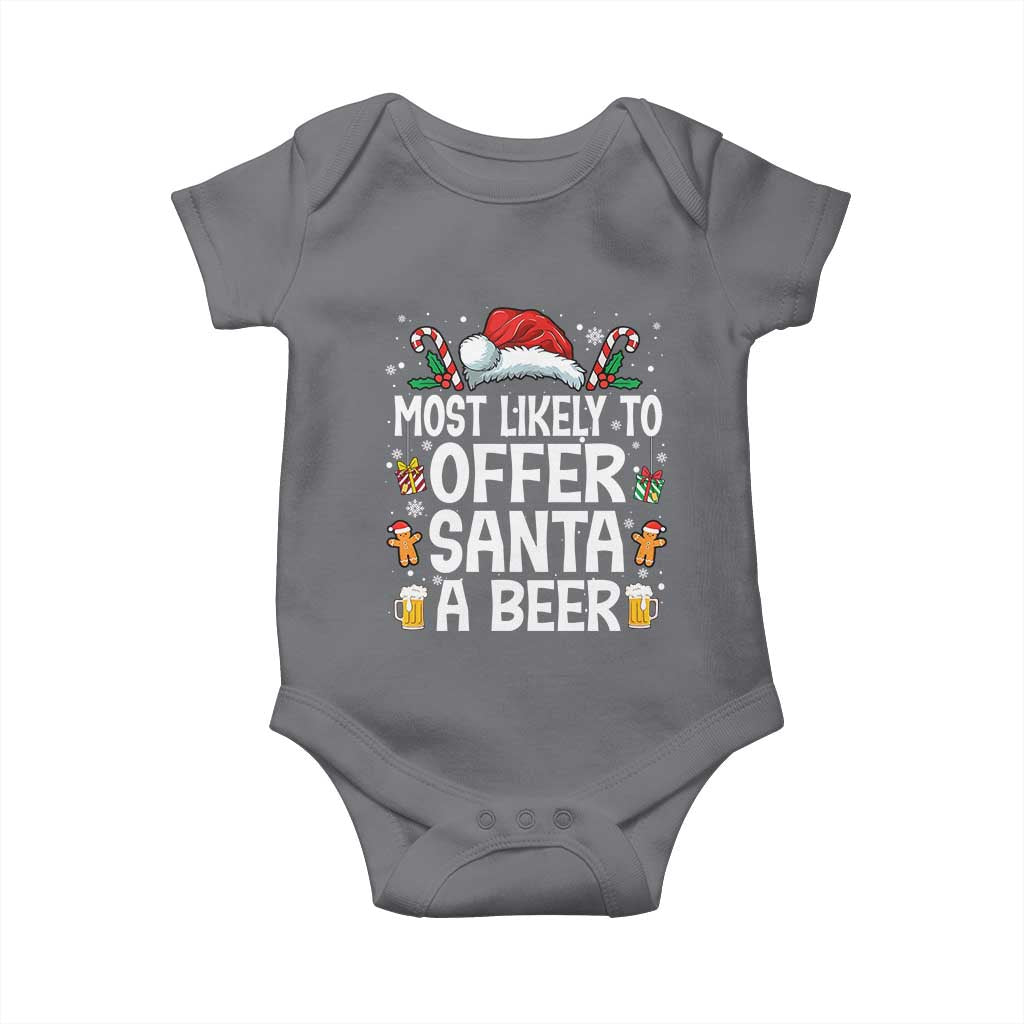 Family Matching Christmas Baby Onesie Most Likely To Christmas To Offer Santa A Beer - Wonder Print Shop