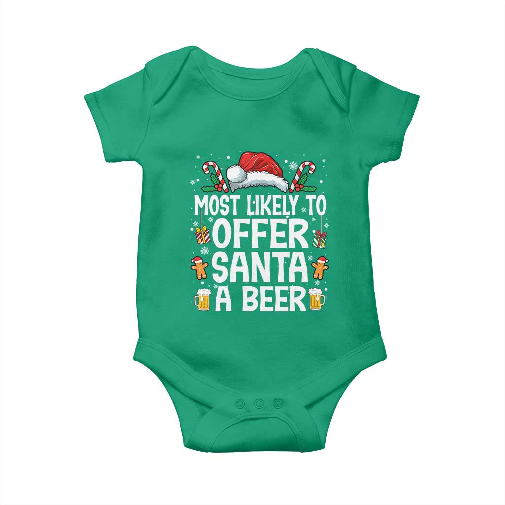 Family Matching Christmas Baby Onesie Most Likely To Christmas To Offer Santa A Beer - Wonder Print Shop