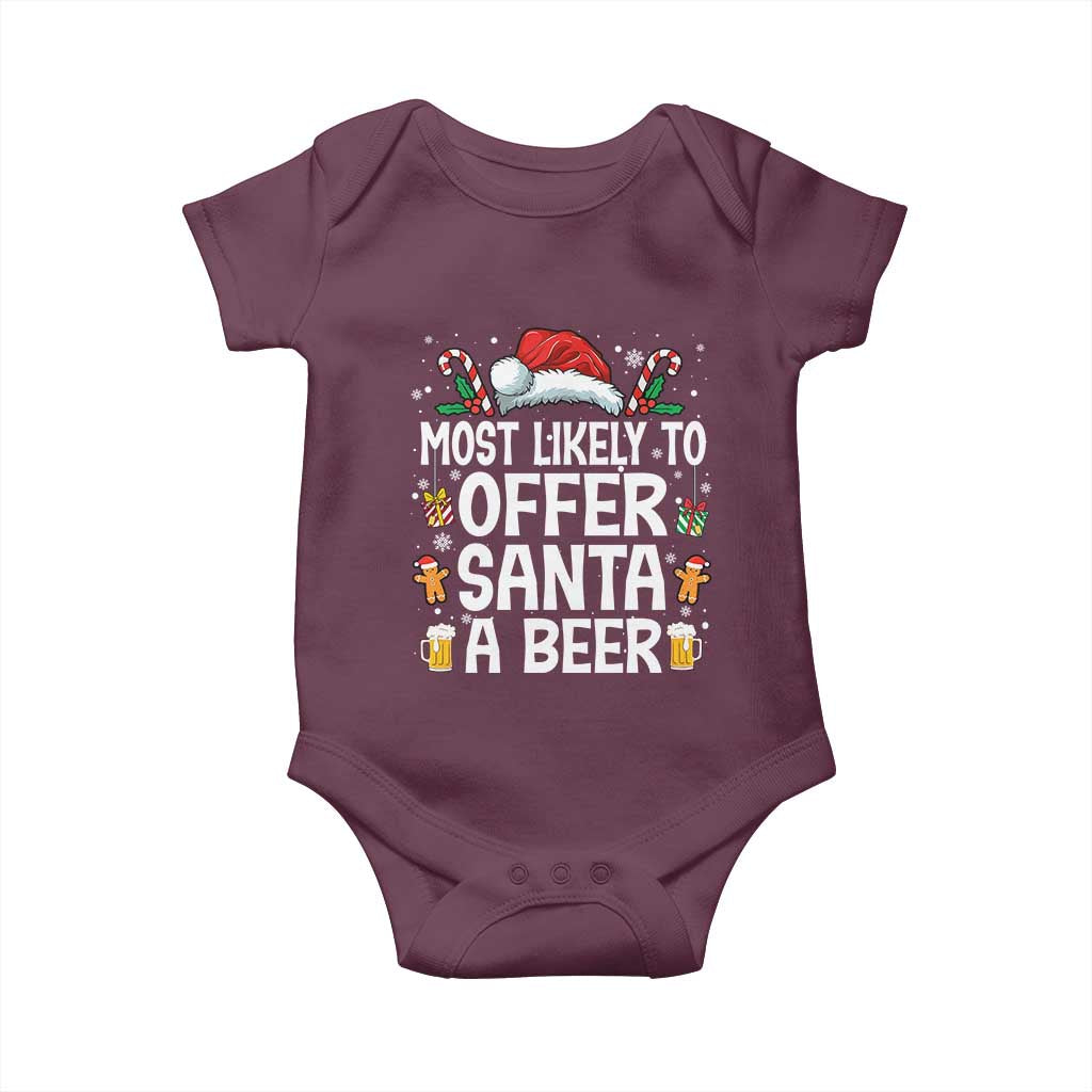 Family Matching Christmas Baby Onesie Most Likely To Christmas To Offer Santa A Beer - Wonder Print Shop