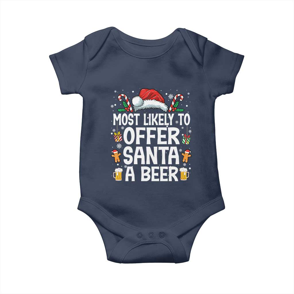 Family Matching Christmas Baby Onesie Most Likely To Christmas To Offer Santa A Beer - Wonder Print Shop