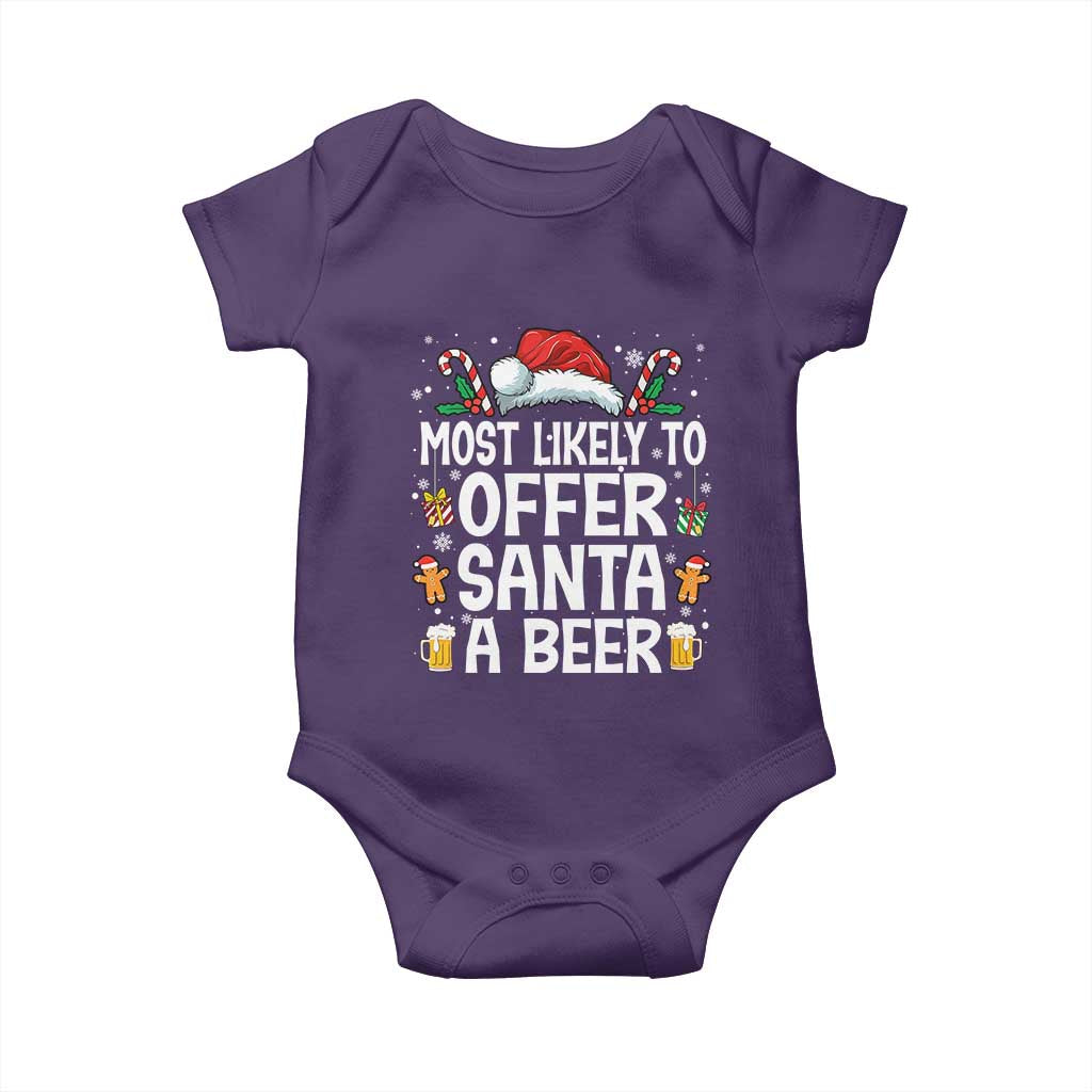 Family Matching Christmas Baby Onesie Most Likely To Christmas To Offer Santa A Beer - Wonder Print Shop