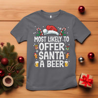 Family Matching Christmas T Shirt Most Likely To Christmas To Offer Santa A Beer - Wonder Print Shop