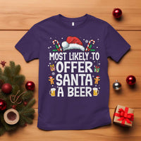 Family Matching Christmas T Shirt Most Likely To Christmas To Offer Santa A Beer - Wonder Print Shop