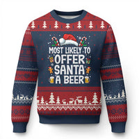 Family Matching Xmas Ugly Christmas Sweater Most Likely To Christmas To Offer Santa A Beer - Wonder Print Shop