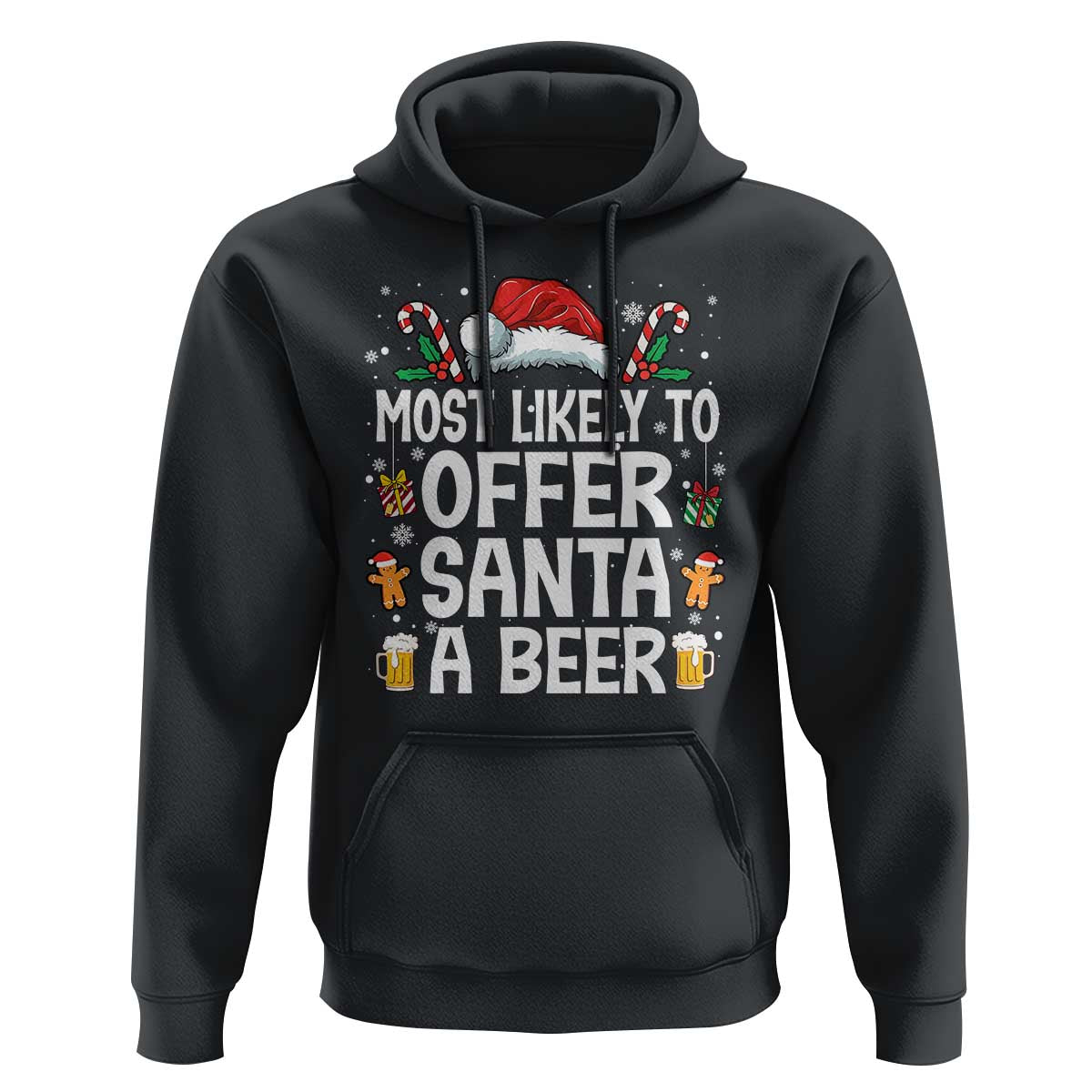 Family Matching Christmas Hoodie Most Likely To Christmas To Offer Santa A Beer - Wonder Print Shop