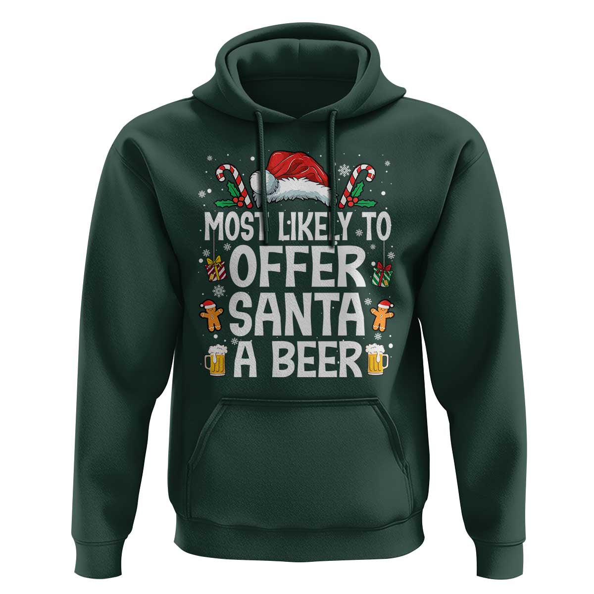 Family Matching Christmas Hoodie Most Likely To Christmas To Offer Santa A Beer - Wonder Print Shop