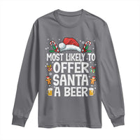 Family Matching Christmas Long Sleeve Shirt Most Likely To Christmas To Offer Santa A Beer - Wonder Print Shop