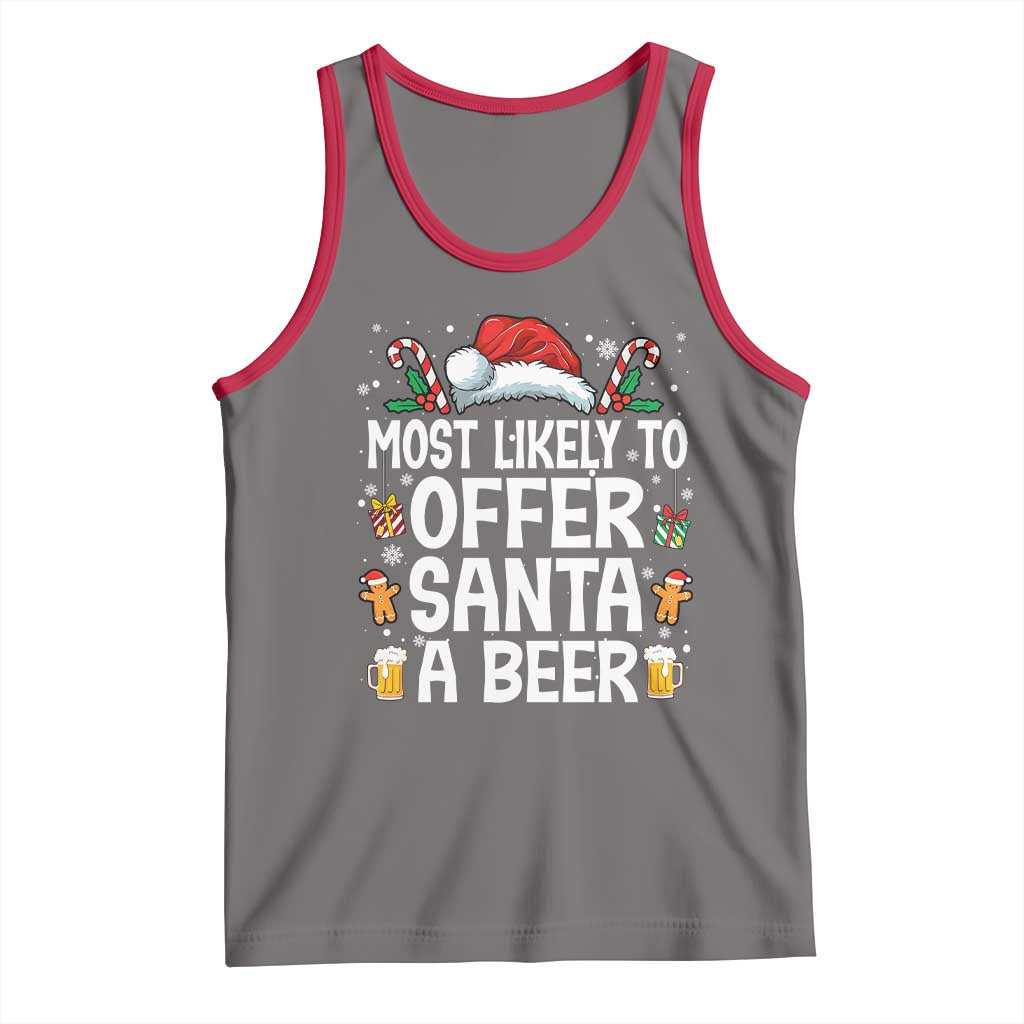 Family Matching Christmas Tank Top Most Likely To Christmas To Offer Santa A Beer - Wonder Print Shop