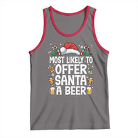 Family Matching Christmas Tank Top Most Likely To Christmas To Offer Santa A Beer - Wonder Print Shop