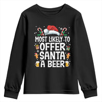 Family Matching Christmas Youth Sweatshirt Most Likely To Christmas To Offer Santa A Beer - Wonder Print Shop