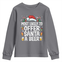 Family Matching Christmas Youth Sweatshirt Most Likely To Christmas To Offer Santa A Beer - Wonder Print Shop
