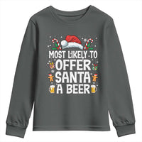 Family Matching Christmas Youth Sweatshirt Most Likely To Christmas To Offer Santa A Beer - Wonder Print Shop