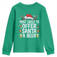 Family Matching Christmas Youth Sweatshirt Most Likely To Christmas To Offer Santa A Beer - Wonder Print Shop